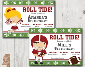 Birthday Invitation - Alabama Football Player/ Cheerleader