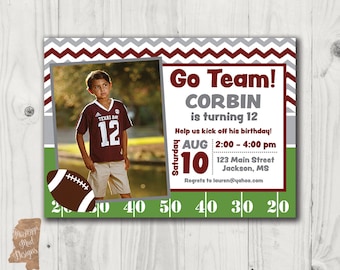 Customized Birthday Invitation - football w photo