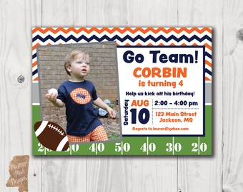 Customized Birthday Invitation - Football w photo