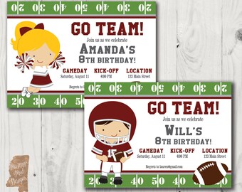 Customized Birthday Invitation - football maroon