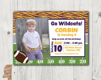 Customized Birthday Invitation - football w photo