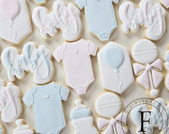 Gender reveal baby shower cookies