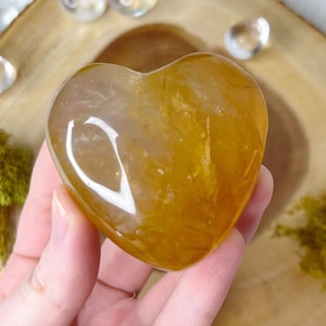 Golden Healer Quartz Heart • Hematoid Quartz Quartz Crystal • Puffy Yellow Quartz Heart
