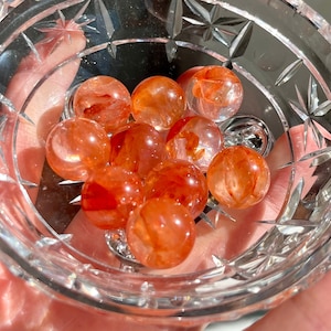Fire Quartz Mini Sphere • Hematoid Quartz Marble • Rainbow Fire Quartz Crystal • Healing Crystal Gift