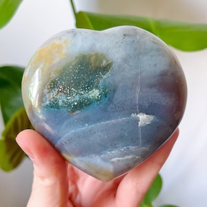 Ocean Jasper Heart • Blue Green Yellow Ocean Jasper • Sea Jasper Crystal • Metaphysical Gift for Healing