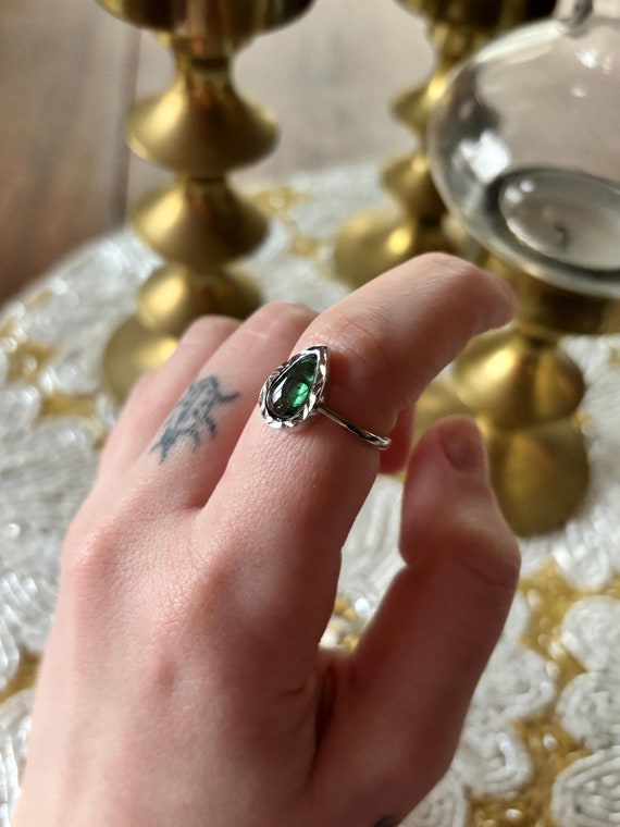 anillo ajustable anillo plata piedra verde