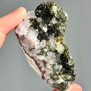 Epidote Quartz Crystal • Raw Green Epidote • Unique Mineral Specimen • Gift for Nature Lover