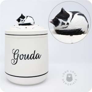 Cat Urn Tuxedo Cat • Urn for Cat Ashes • Custom Pet Urn with Your Cat's Portrait • Handmade Personalized Urn For Cat Ashes • Cat Painting
