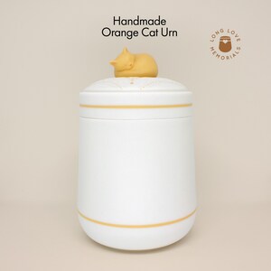 Orange Cat Urn: Custom Ceramic Keepsake for Cat Ashes. Ginger, Red, Tabby Remembrance Gift