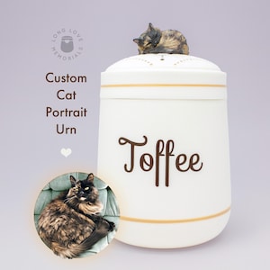 Urna personalizada para gato carey, urna de cerámica hecha a mano con retrato de mascota, carey
