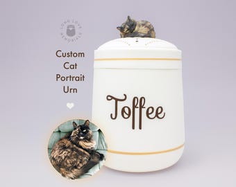 Custom Cat Urn for Tortie, Handmade Ceramic Pet Portrait Urn, Tortoiseshell