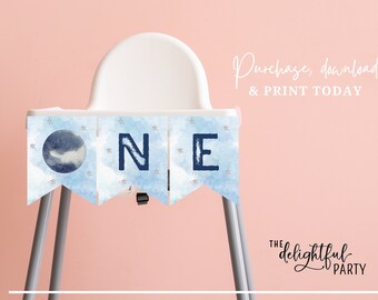 Outer Space High Chair Banner Printable Banner Space Birthday Space First Birthday Space Party Printable High Chair Banner ONE Banner Party