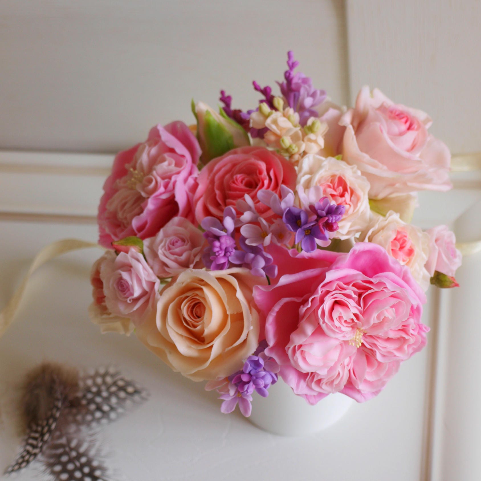 Bouquet Provence .cold Porcelain Bouquet of Roses Flower | Etsy