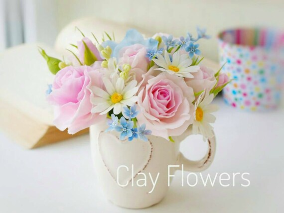 cup with flowers vintage