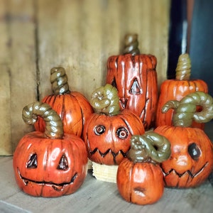 Handmade Fall/Halloween Small Polymer Clay Pumpkins **7 DIFFERENT STYLES**