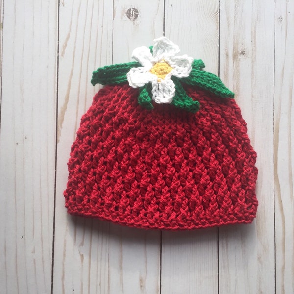 Chapeau fraise, nourrisson, nouveau-né, bébé, tout-petit, enfant, fille, baies, printemps, été, accessoire de photographie, fait main, crochet