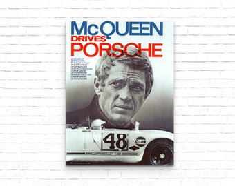 /"Le Mans/" Steve McQueen /& Elga Andersen Framed Canvas Giclee Vintage Film Poster