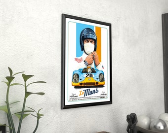 /"Le Mans/" Steve McQueen /& Elga Andersen Framed Canvas Giclee Vintage Film Poster