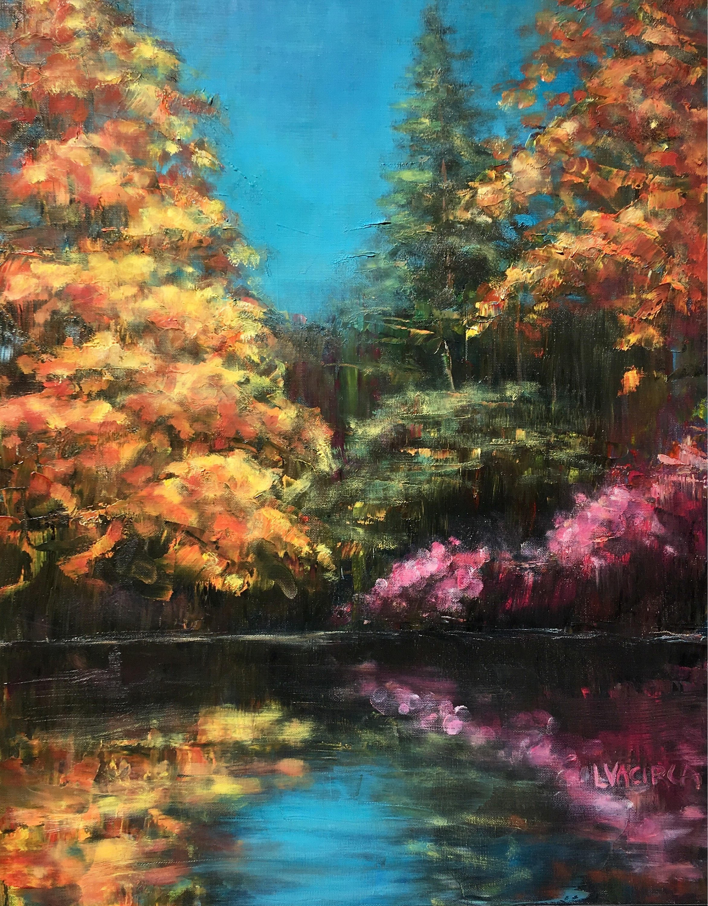 Fall foliage oil painting knife painted fall trees and water | Etsy