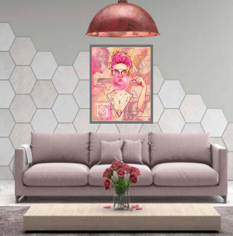 Hot Pink Bubble Gum Salon Fashion Wall Art Print Sharp Etsy