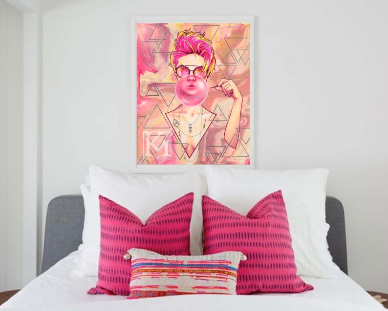 Hot Pink Bubble Gum Salon Fashion Wall Art Print Sharp Etsy