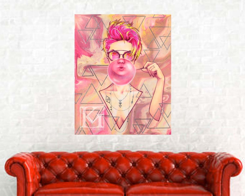 Hot Pink Bubble Gum Salon Fashion Wall Art Print Sharp Etsy