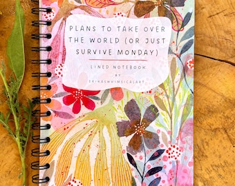 Handmade A5 Lined Notebook: Whimsical Illustrated Journal