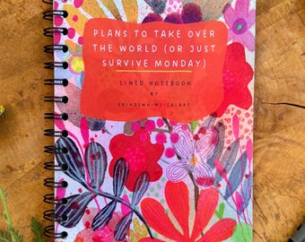 Handmade A5 Lined Notebook: Whimsical Illustrated Journal