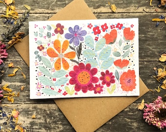 Plantable Seed Paper Card: Watercolor Floral Art, Eco-Friendly