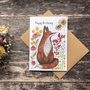 Plantable Seed Paper Birthday Card: Fox Woodland Design