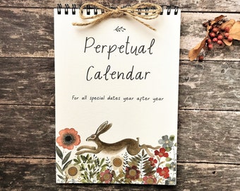 Handmade Perpetual Calendar/Birthday Calendar,Calendar,Illustrated calendar, Calendar for special dates, Anniversaries, Birthday, Calendar