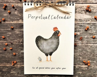 Calendrier perpétuel fait main / calendrier d'anniversaire, calendrier, calendrier illustré, cadeau pour homme, cadeau pour femme, cadeau fête des mères, cadeau