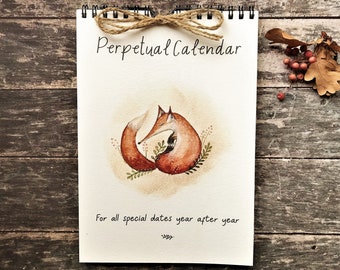 Calendrier perpétuel/calendrier d’anniversaire fait à la main, calendrier, calendrier illustré, cadeau pour hommes, cadeau pour femmes, cadeau de fête des mères, calendrier animalier