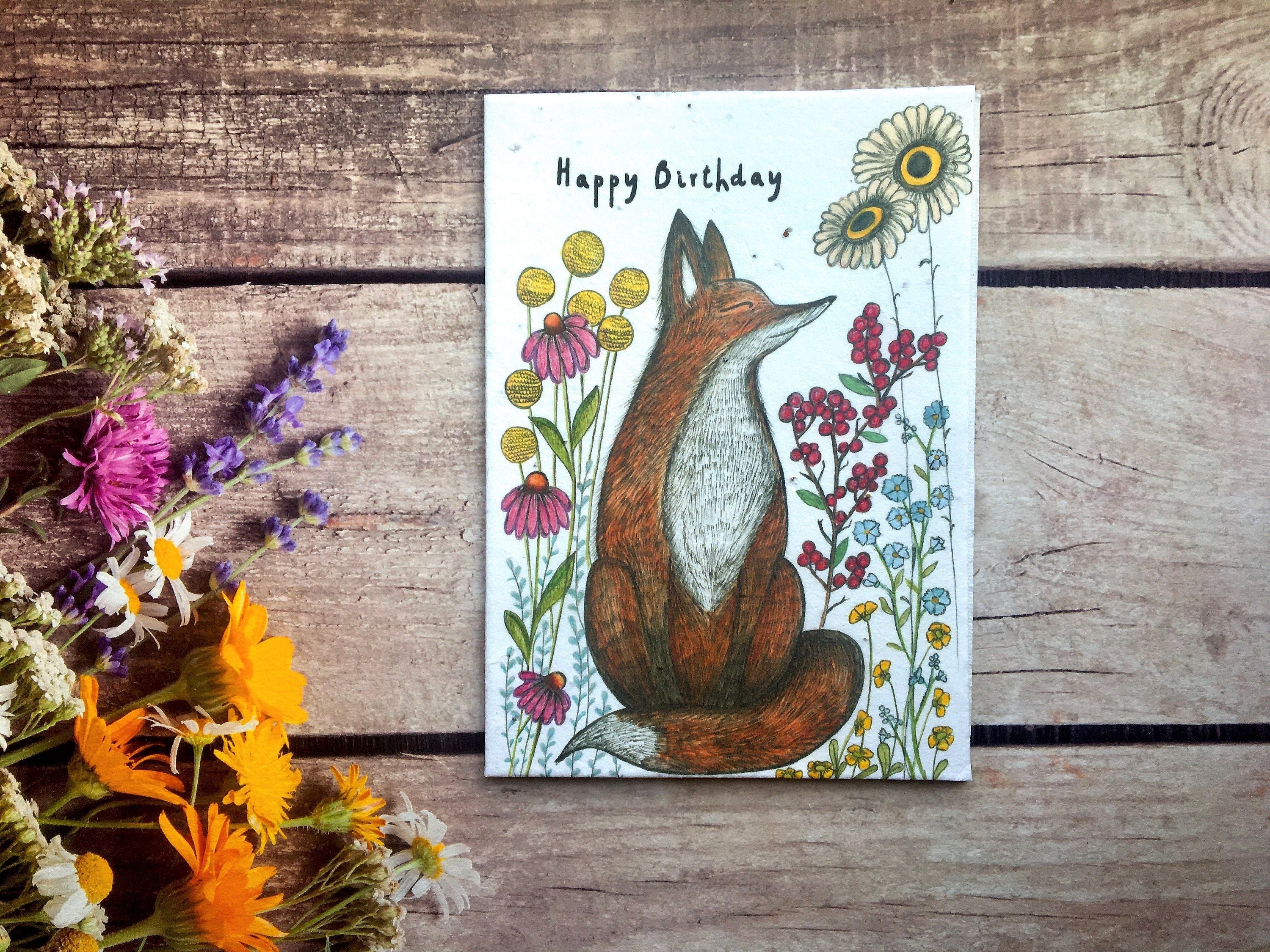plantable seed paper birthday card blank inside flower etsy