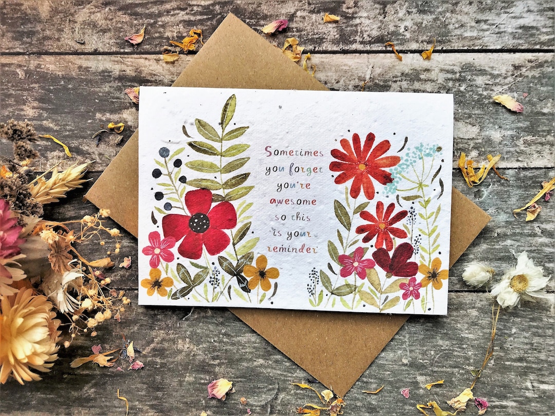 Plantable Seed Paper Greeting Cards You're Awesome Card Etsy
