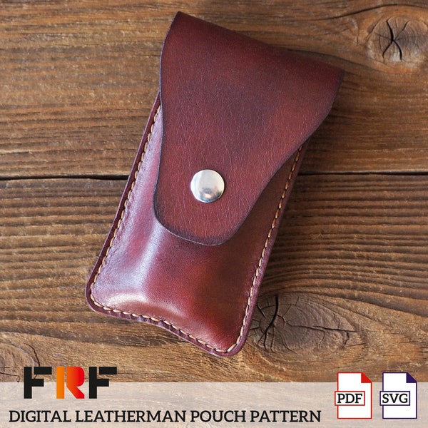 PDF/SVG Pattern for Sheath suitable for Leatherman Charge, Wave, Sidekick and Wingman \\ Leather EDC Pouch with Beltloop