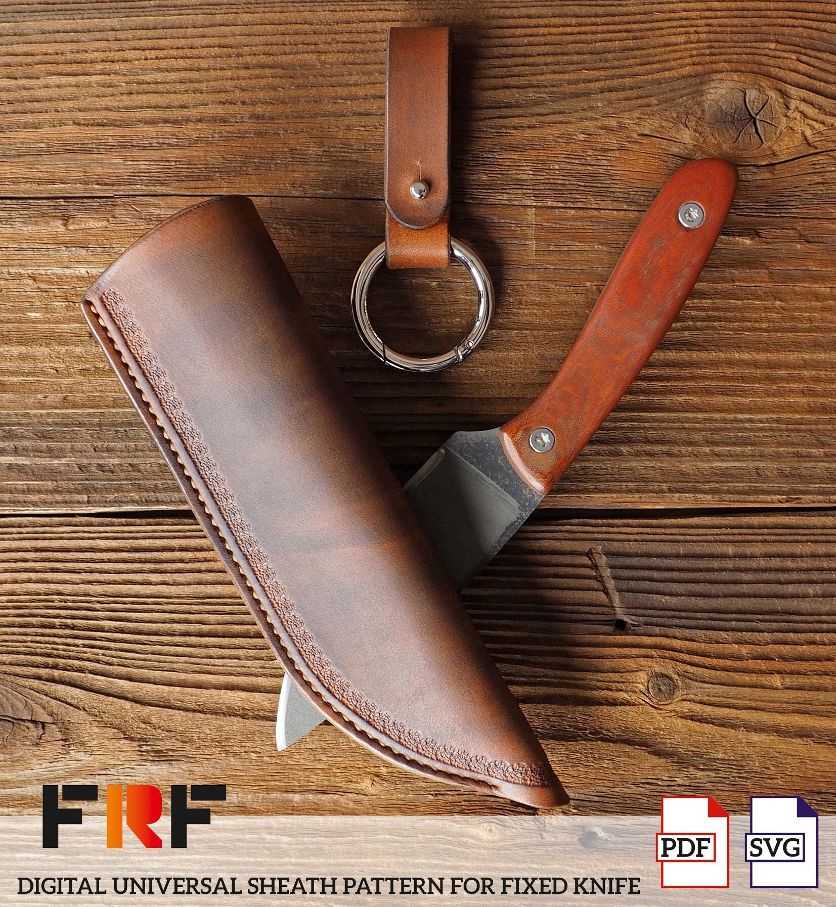 SH1161 Brown Leather Fixed Blade Knife Sheath 5 Inch