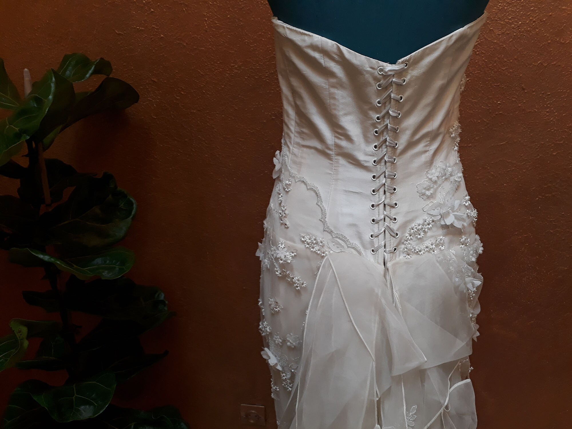 Robe de mariée Vintage, Robe de mariée fleurie, Robe bustier, Catherine