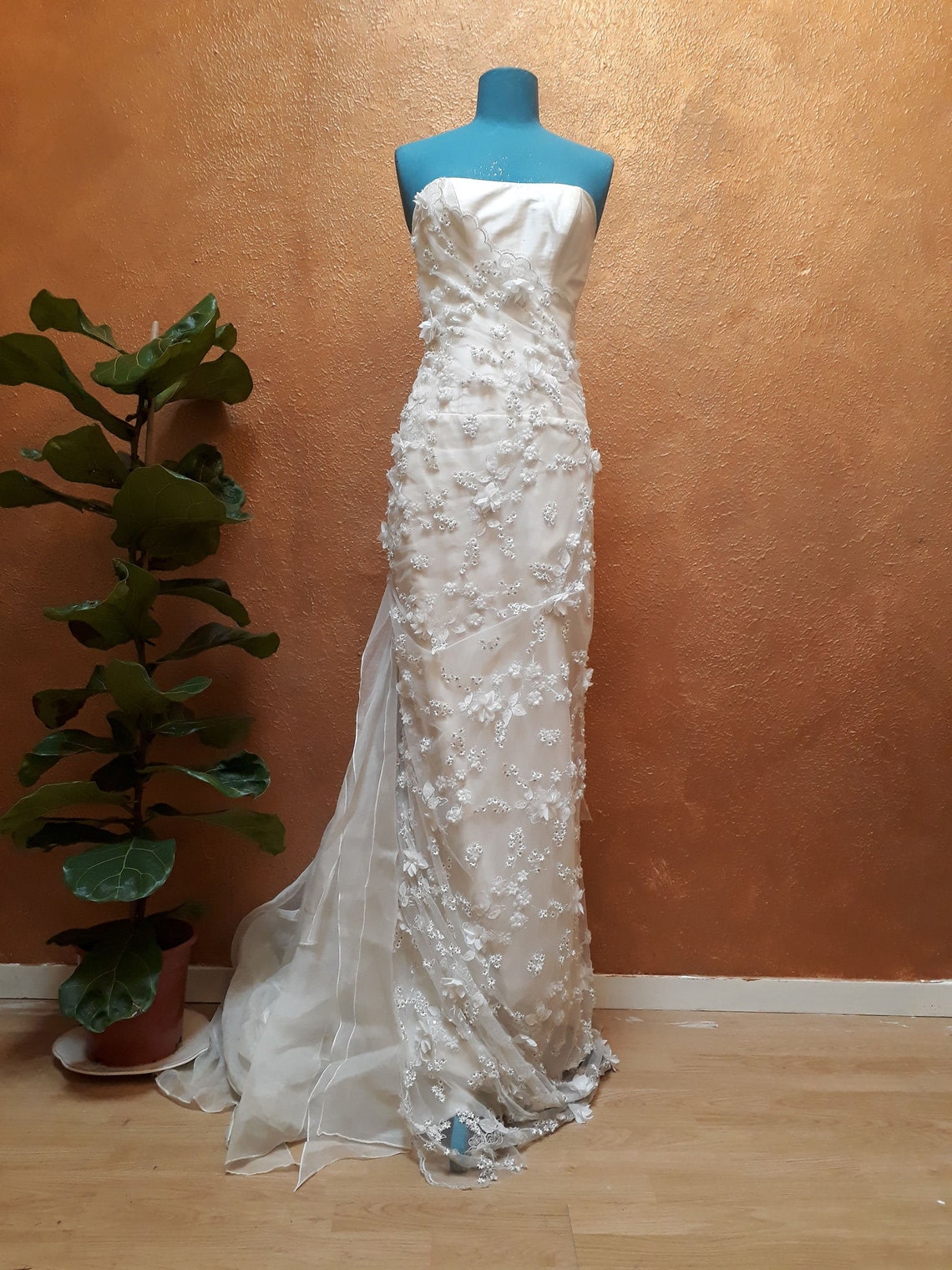 Robe de mari?�e Vintage, Robe de mari?�e fleurie, Robe bustier, Catherine Varnier, Romantique 