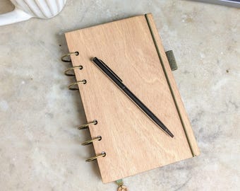 A6 Refillable Binder, Wood Journal