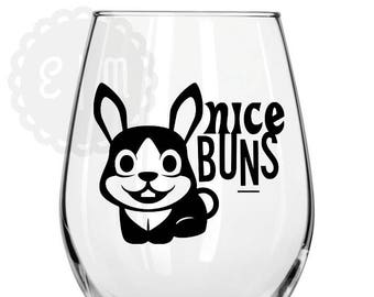 Nice Buns 21 oz. stemless wine glass
