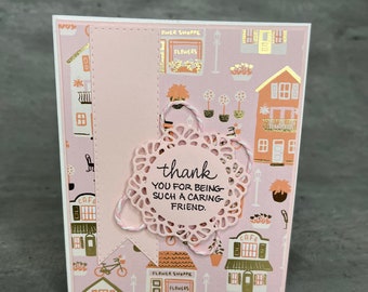 Thank You homemade card/ handmade pink card/ thinking of you card/ thank you card