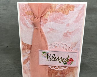 Blessed homemade card/ handmade pink card/ thinking of you card/ thank you card