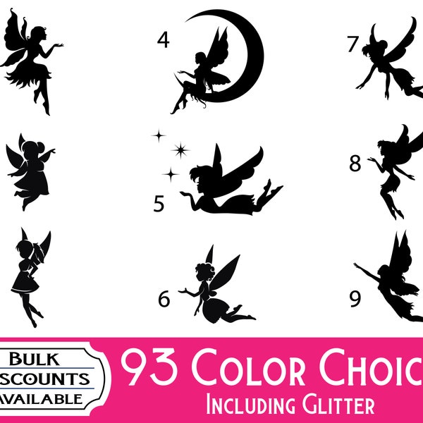 Fairy Silhouette Decals -  Whimsical fairy vinyl decals for Yeti tumblers, laptop computers, car windows and more