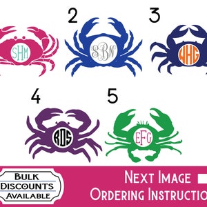 Crab Monogram Vinyl Decal: Personalized Waterproof Decal