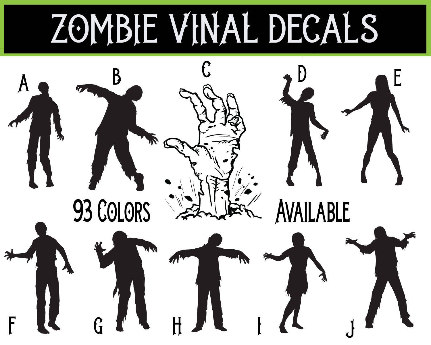 Zombie Halloween Decals / Zombie Sticker / Zombie Decal / Etsy