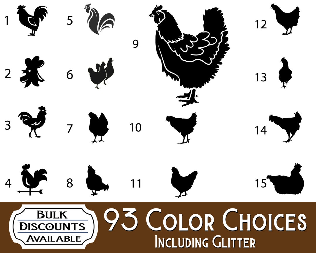 Chicken Decals / Rooster Decal / Chicken Silhouette / Chicken Yeti