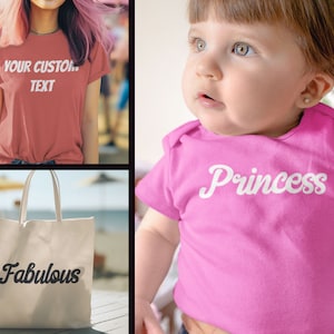 Personalized Heat Transfer Vinyl Decals for Fabrics - Custom Names & Text - 50+ Colors Available