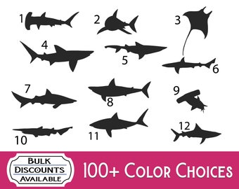 Shark Silhouette Vinyl Decal - Shark decals for car windows, laptops, tumblers, bottles, mailboxes, containers or any hard smooth surface