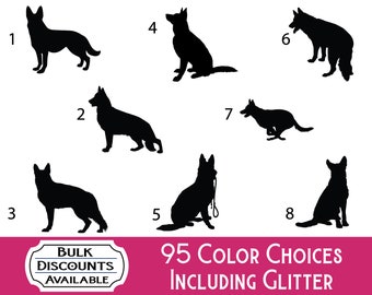 German Shepherd Decals -  95 Vinyl Colors Including Glitter